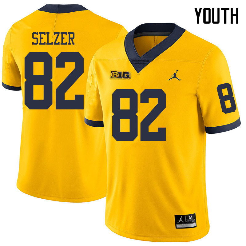 Jordan Brand Youth #82 Carter Selzer Michigan Wolverines College Football Jerseys Sale-Yellow